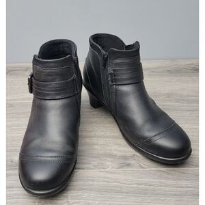 Bioheels 241 Emma BK Leather Side Zip Buckle Ankle Boots Womens Medium 9B‎
